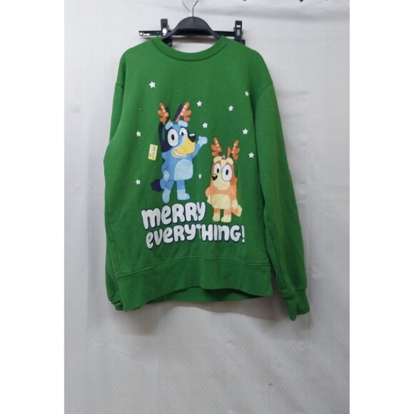 Bluey Other - Bluey Men's S Green Christmas Sweatshirt Pullover Jingle Bells Merry Everything
